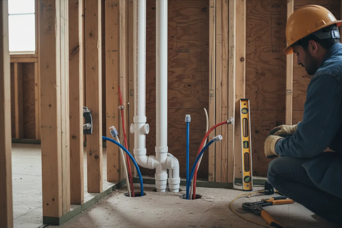 Drain and supply rough-in during Leak Detection in Shirley