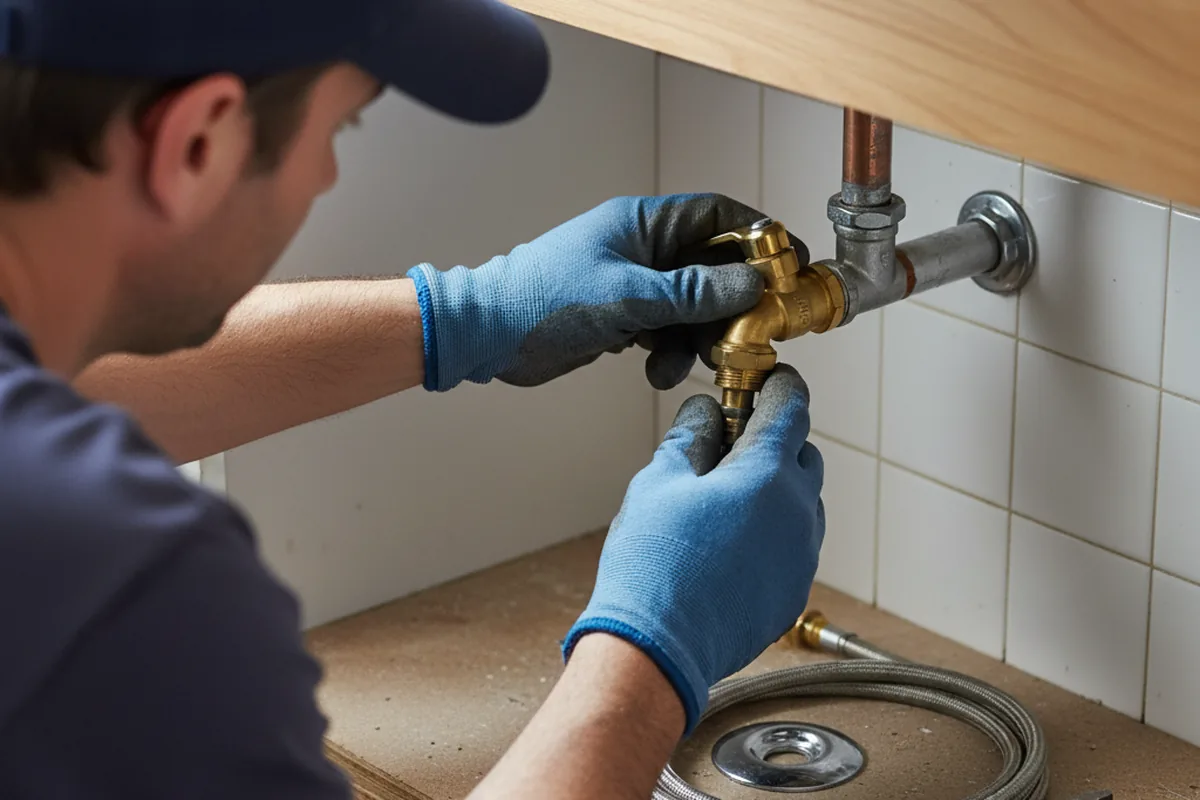 Shutoff valve and fitting work during Burst Pipe Repair in Shirley